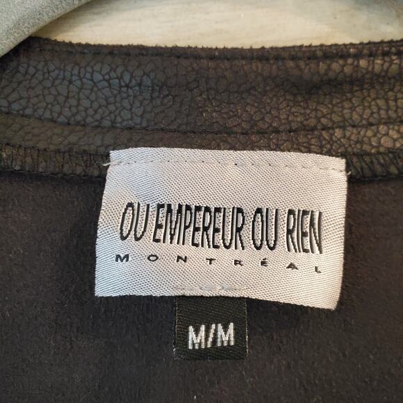 Women’s Ou Empereur Ou Rien Montreal Quebec Sz M Blazer Black Vest Duster Moto - Picture 2 of 8